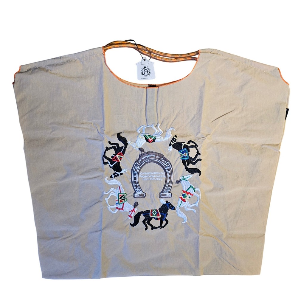 Do Everything In Love Horse Horseshoe Embroidered Nylon Tote Bag Beige BBT510141